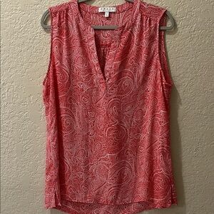 Chaus Coral and White Paisley Sleeveless Blouse Size L